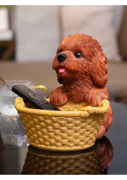 Yeni Sevimli Sepetli Köpekcik, Dekoratif Biblo, Kumandalık, Düzenleyici, Sunumluk