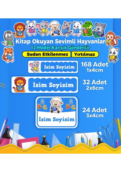 Okul Kreş Etiketi Kalem Defter Özel Isim Yazılabilen Etiket Seti Model 189 - 224 Adet
