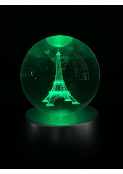 Eyfel Kulesi Figürlü Renk Değiştiren 3D Işıklı Cam Küre Rgb Kombinasyon Pilli Kolay Kullanım fiyatları