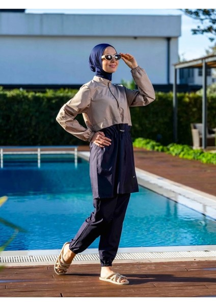 Hızlı Kuruyan Sporcu Likra Paraşüt Kumaş Kadın Tesettür Mayo 22104 fiyatları