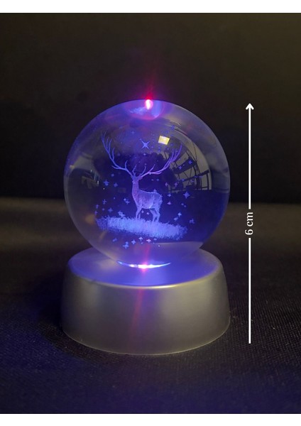 Geyik Figürlü Renk Değiştiren 3D Işıklı Cam Küre Rgb Kombinasyon Pilli Kolay Kullanım fırsatları