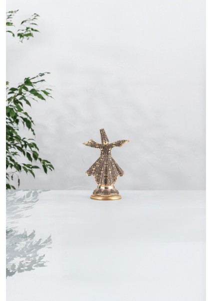 Zirkon Taşlı Gold Semazen Biblo 12*20 cm