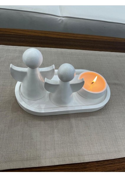 Dekoratif Melek Figürü 4'lü Mum Seti, Orta Sehpa Objeleri, Biblo, Melek Kanadı Detaylı Heykel indirimleri