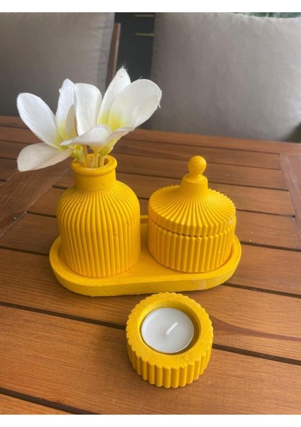 Dekoratif , Mum, Saksı ve Takı Tabağı, Mumluk, Organizer Tabak, Kase, Vazo Set 5 Parça fiyatları