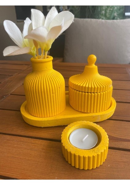Dekoratif , Mum, Saksı ve Takı Tabağı, Mumluk, Organizer Tabak, Kase, Vazo Set 5 Parça modelleri
