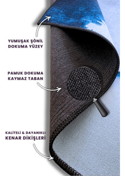 Balina Desenli Deniz ve Dalış Temalı Su Altı Deniz Altı Kaymaz Halı