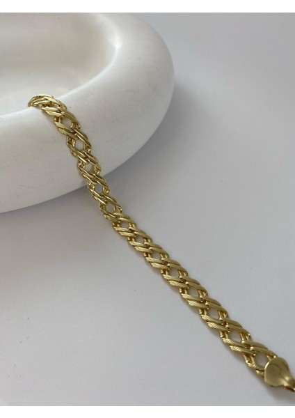 Zincir Çizgili Gold Bileklik