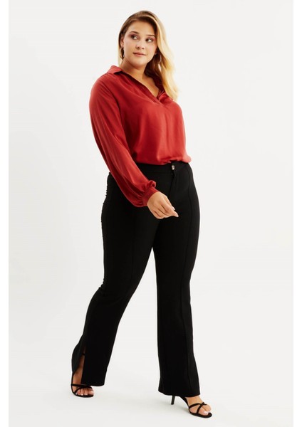 Yırtmaçlı Straight Fit Pantolon