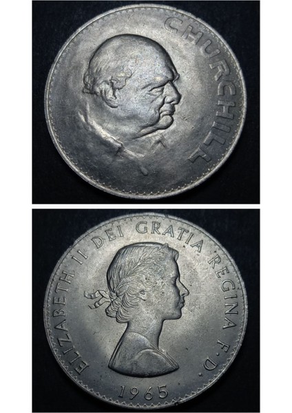 3996367F90ADE65F43 1965 Ingiltere 5 Şilin Winston Churchill Hatıra Çil Para