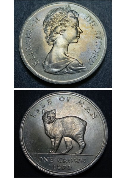 3996367F90987A0EB7 1kron 1970 Man Adası Hatıra Para Çil Eski Yabancı Madeni Para