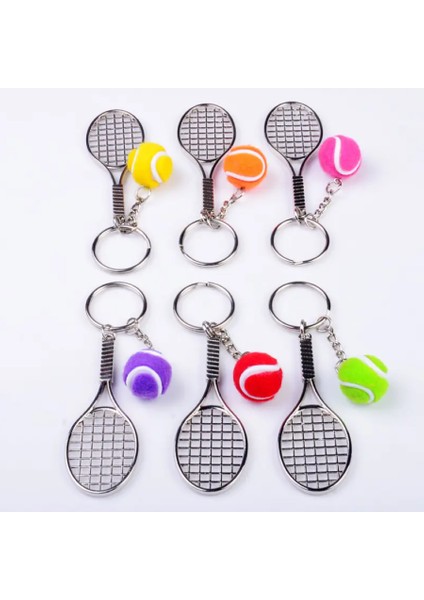 Tenis Raketi ve Tenis Topu Metal Tasarımlı Şık Anahtarlık Kolye Çanta Süsü modelleri