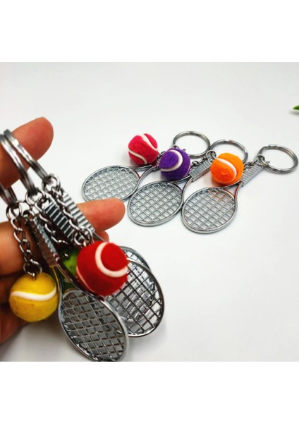 Tenis Raketi ve Tenis Topu Metal Tasarımlı Şık Anahtarlık Kolye Çanta Süsü fırsatları