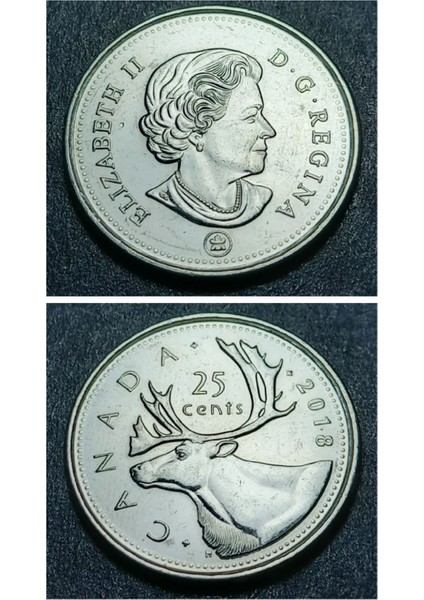 3996367FB953D006FE 2018 Kanada 25 Cent Çil Eski Yabancı Madeni Para