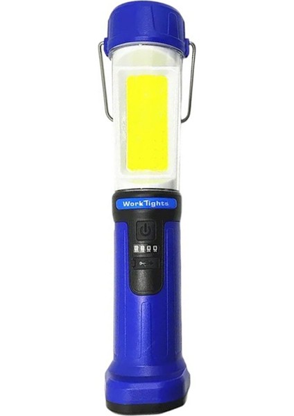 Powermaster HK-802 Şarjlı 30 Beyaz 20 Mavi Kırmızı Smd LED 55 Cob Ledli 5 Modlu Çalışma Lambası Fener Işıldak