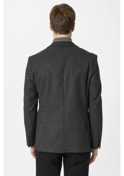 6 Drop Regular Kalıp Armür Desenli Blazer Ceket