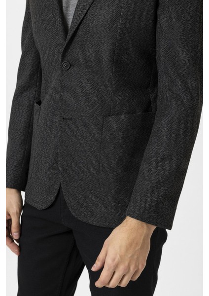 6 Drop Regular Kalıp Armür Desenli Blazer Ceket