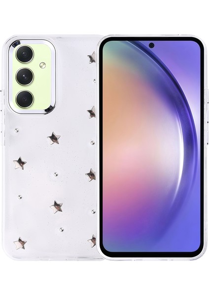 Samsung Galaxy A54 Kılıf Airbag Tasarımlı Simli Şeffaf Kutup Kapak - Yıldız
