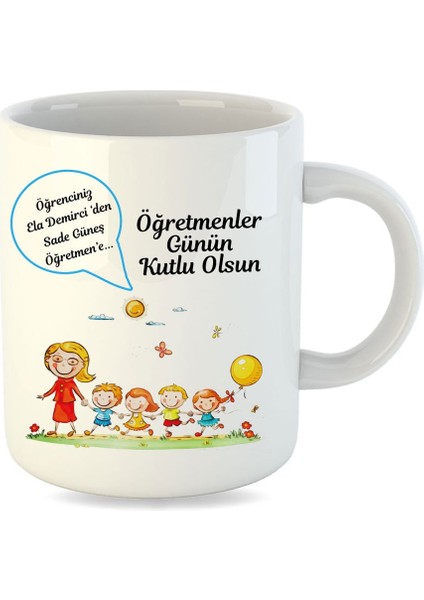 Öğretmenler Gününe Özel ve Isme Özel Inci Beyazı Kupa Bardak Standart