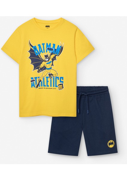 02-08 Yaş Batman Lisanslı Sarı Şortlu Takım - Sarı-Siyah