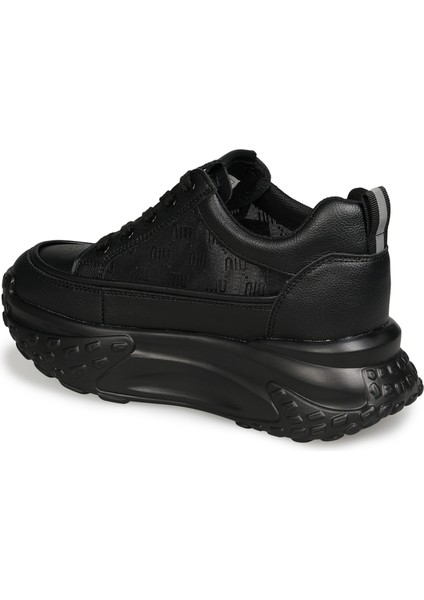 Siyah Sneakers Deri-Tekstil Kadın Ayakkabı