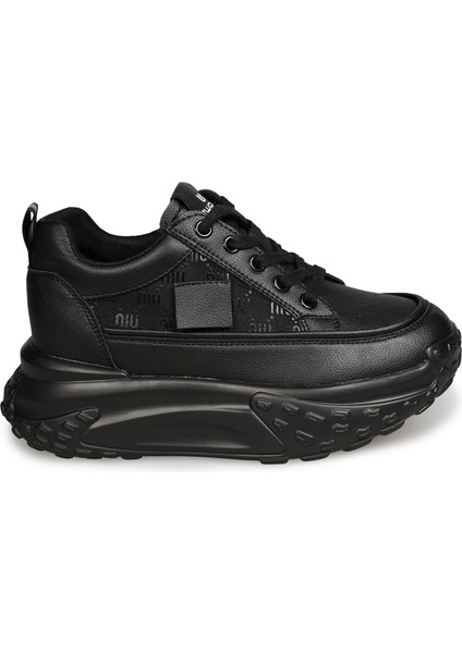 Siyah Sneakers Deri-Tekstil Kadın Ayakkabı