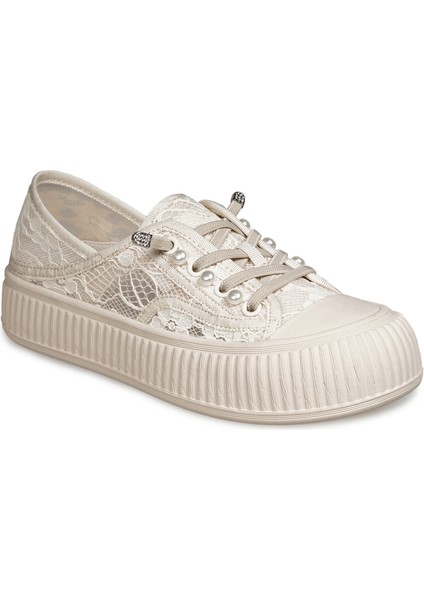 Krem Sneakers Tekstil Kadın Ayakkabı