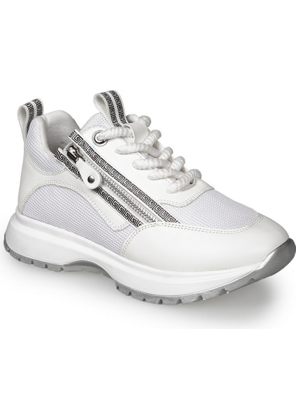 Beyaz Sneakers Deri-Tekstil Kadın Ayakkabı