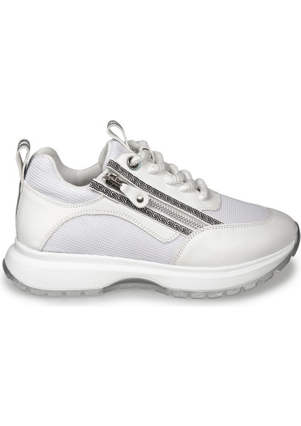 Beyaz Sneakers Deri-Tekstil Kadın Ayakkabı
