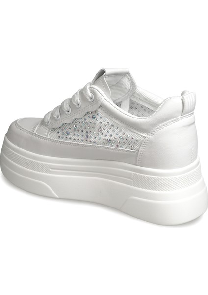 Beyaz Sneakers Deri-Tekstil Kadın Ayakkabı