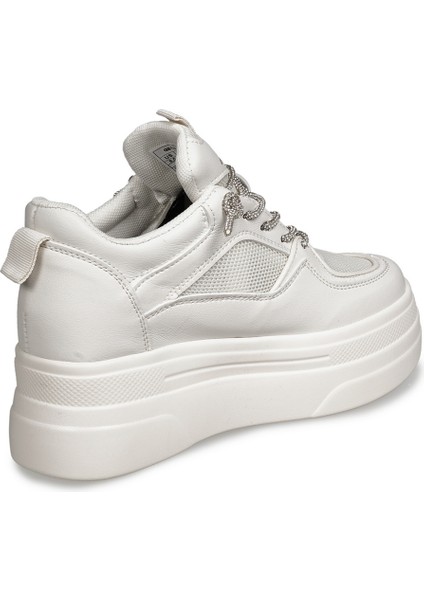 Beyaz Sneakers Deri-Tekstil Kadın Ayakkabı