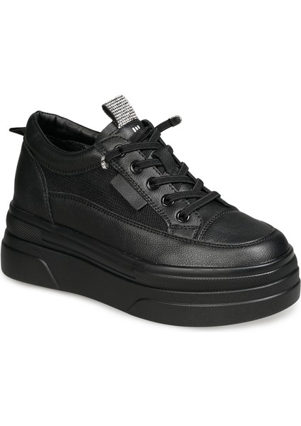 Siyah Sneakers Deri-Tekstil Kadın Ayakkabı