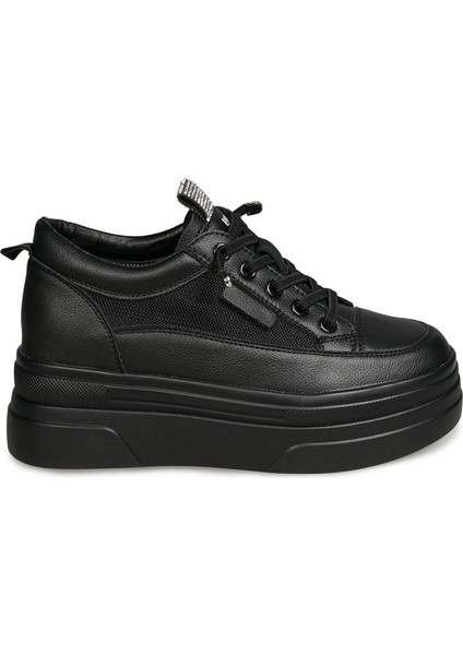 Siyah Sneakers Deri-Tekstil Kadın Ayakkabı
