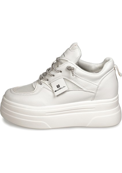 Beyaz Sneakers Deri-Tekstil Kadın Ayakkabı