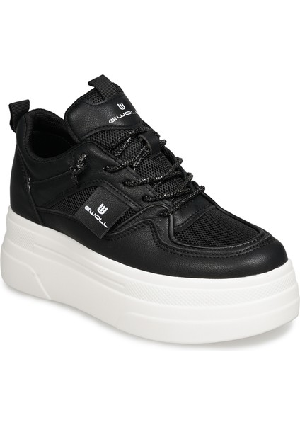 Siyah Sneakers Deri-Tekstil Kadın Ayakkabı