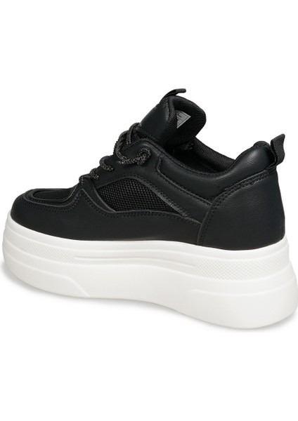Siyah Sneakers Deri-Tekstil Kadın Ayakkabı