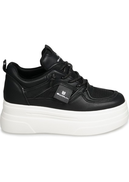 Siyah Sneakers Deri-Tekstil Kadın Ayakkabı
