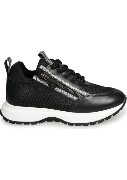 Siyah Sneakers Deri-Tekstil Kadın Ayakkabı
