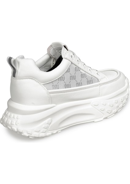 Beyaz Sneakers Deri-Tekstil Kadın Ayakkabı