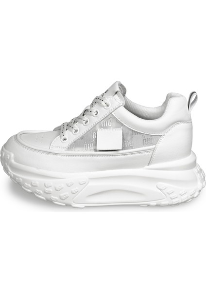Beyaz Sneakers Deri-Tekstil Kadın Ayakkabı