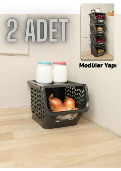 ( 2 Adet ) Büyük Boy Kapaklı Çok Amaçlı Modüler Düzenleyici Patates & Soğanlık, Oyuncak Sepeti
