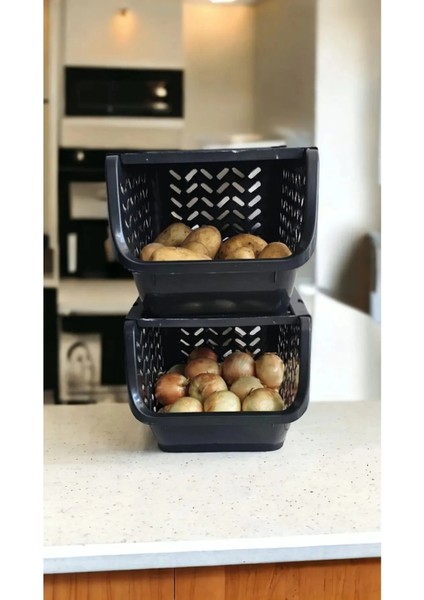 ( 2 Adet ) Büyük Boy Kapaklı Çok Amaçlı Modüler Düzenleyici Patates & Soğanlık, Oyuncak Sepeti modelleri