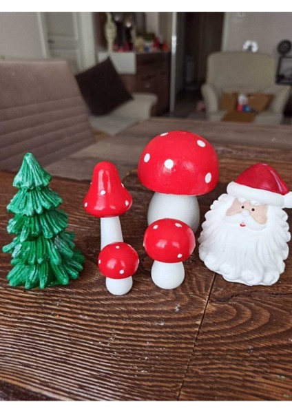 Mantarlar, Ağaç, Noel Baba Teraryum Obje Minyatür Obje Teraryum Malzemeleri