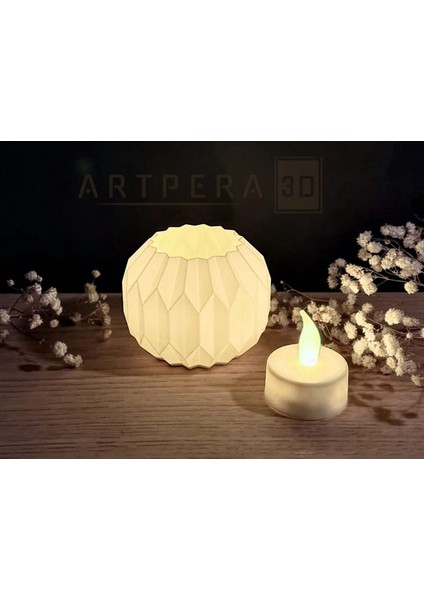 Origami Tasarım Dekoratif Obje Tealight LED Mumluk