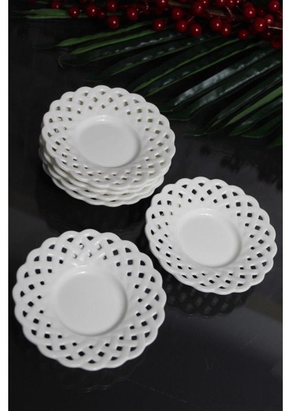 Delikli Yüksek Kalite Plastik Taşmaz Oluklu Çay Tabağı 6 Parça