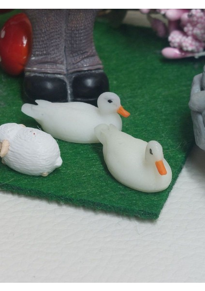 3'lü Mini Beyaz Ördek Teraryum Obje Teraryum Süs Saksı Süs Minyatür Obje modelleri
