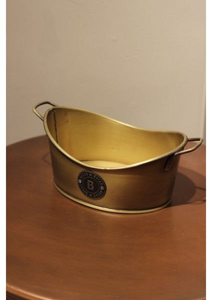 Ekmek Kabı Etiketli Ekmek Saklama Kabı Gold Kaplama Galvaniz Ekmeklik Kafe Cafe Servis