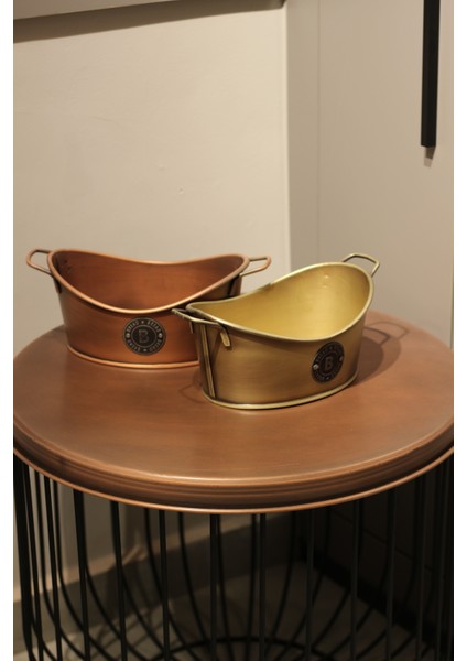 Ekmek Kabı Etiketli Ekmek Saklama Kabı Gold Kaplama Galvaniz Ekmeklik Kafe Cafe Servis