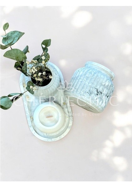 Büyük Bohem Vazo | Dekor Obje | Mermer (Gri)