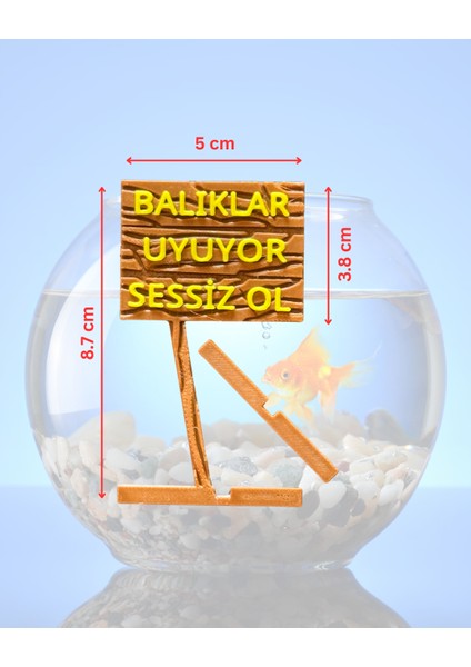 Akvaryum Dekoru - Balıklar Uyuyor Sessiz Ol (Ahşap Desenli) fiyatları