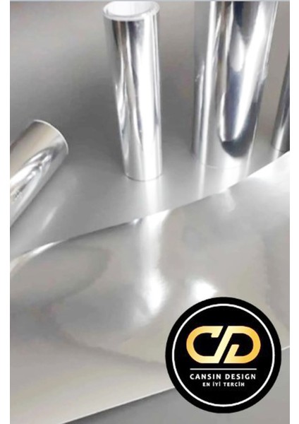 Gümüş Varak Folyo Kandinden Yapışkanlı Krom Folyo. Dolap, Masa, Beyaz Eşya, Kaplama Folyosu